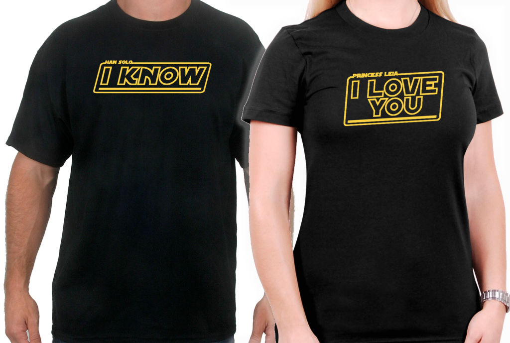 Han Solo-Princess-Leia-disneyland-Couples-Tshirts
